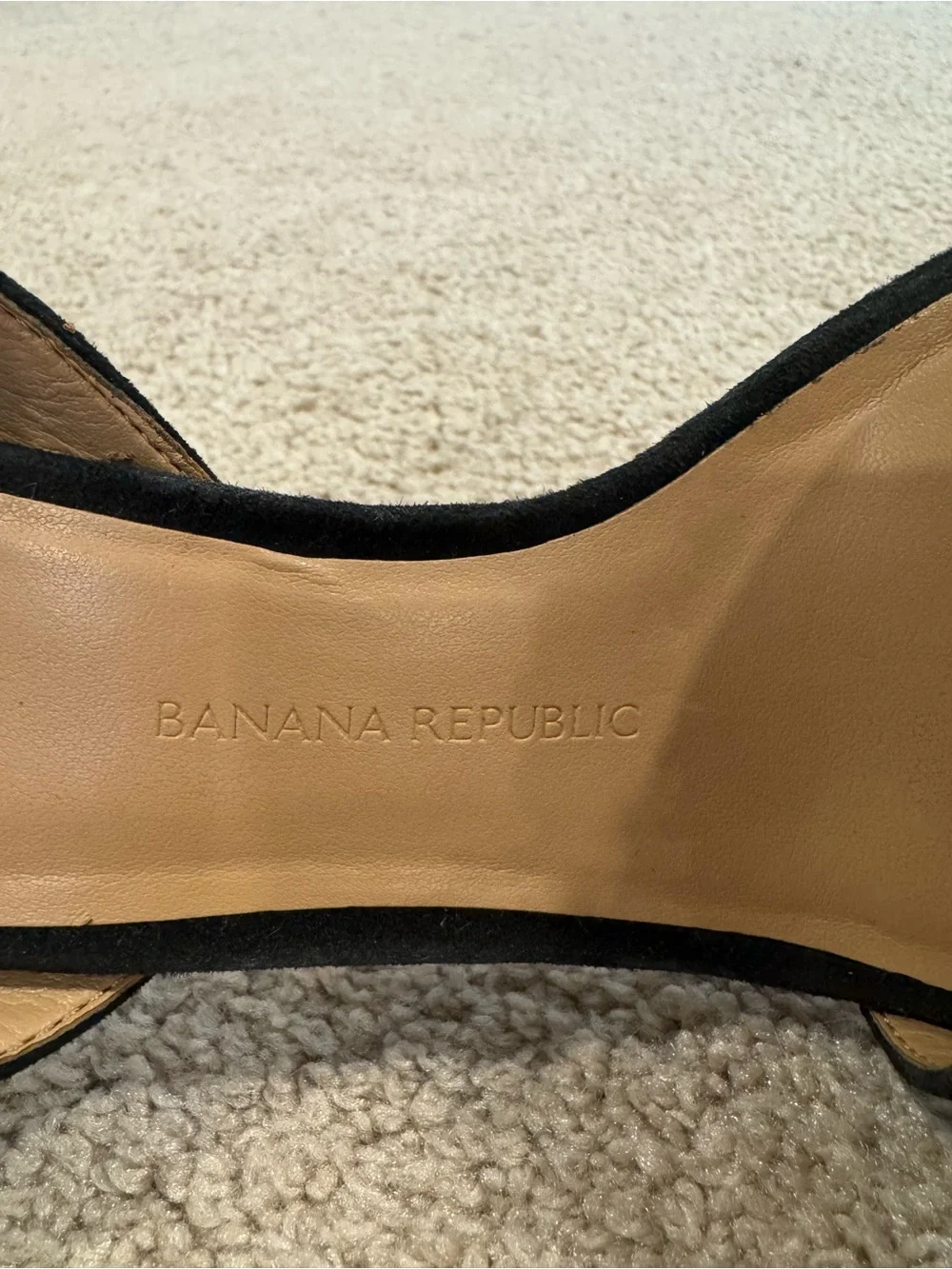 Banana Republic Black Suede Fringe Ankle-Strap Heels